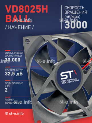 Вентилятор  VD8025H Ball (качения) 12V - st-e.info - Волжского